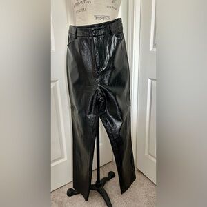 White Fox Black Faux Leather Pants for Women Sz Med